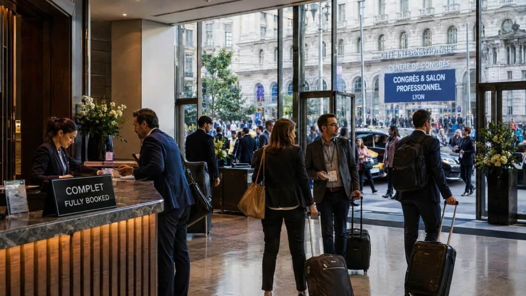 surbooking et affluence dans les hotels lyonnais lors des salons et congres professionnels