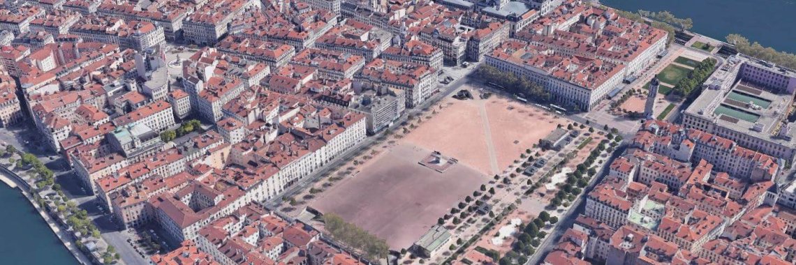 vue ensemble du ciel place bellecour entre rhone saone