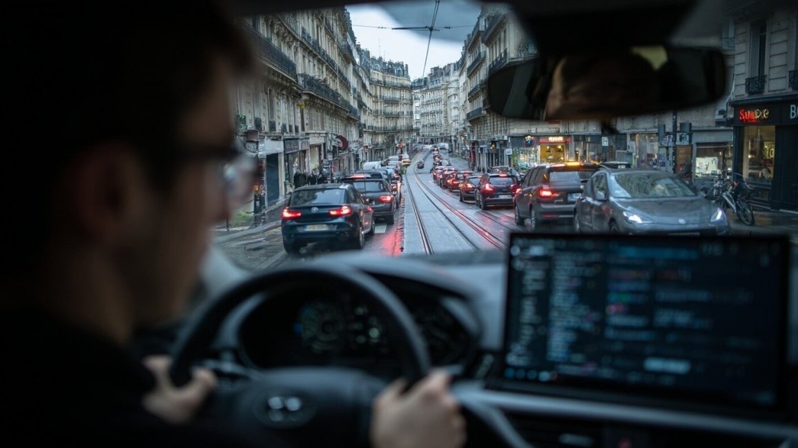 prise de vue depuis siege conducteur rue lyonnaise centre ville