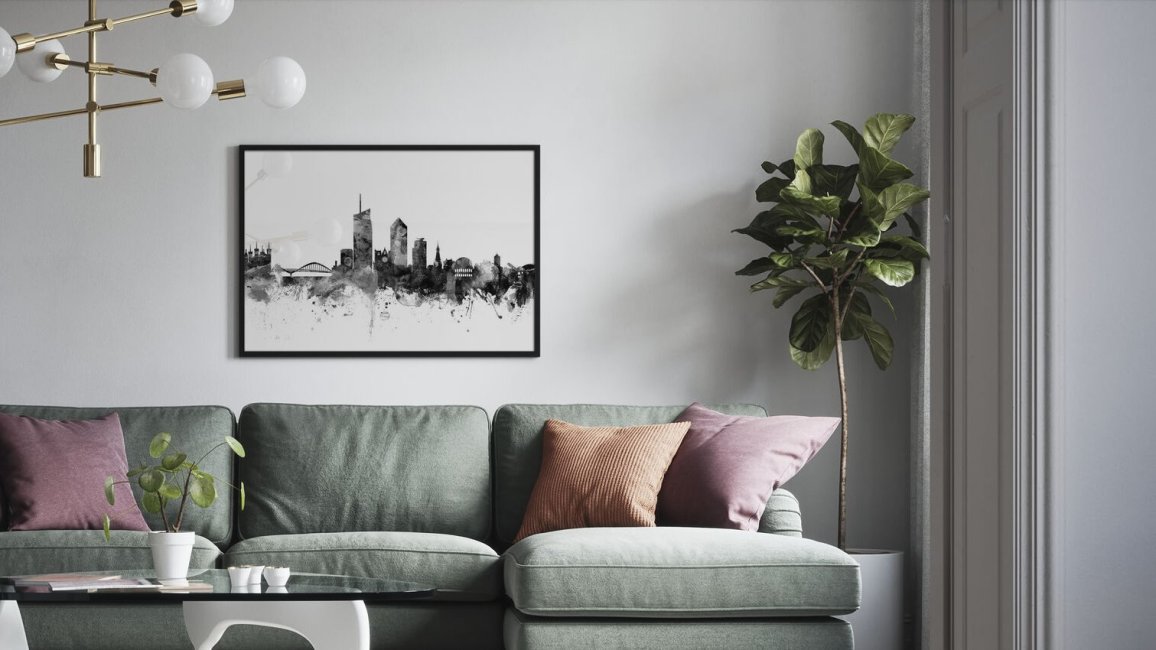 affiche city skyline lyon noir blanc michael tompsett 2