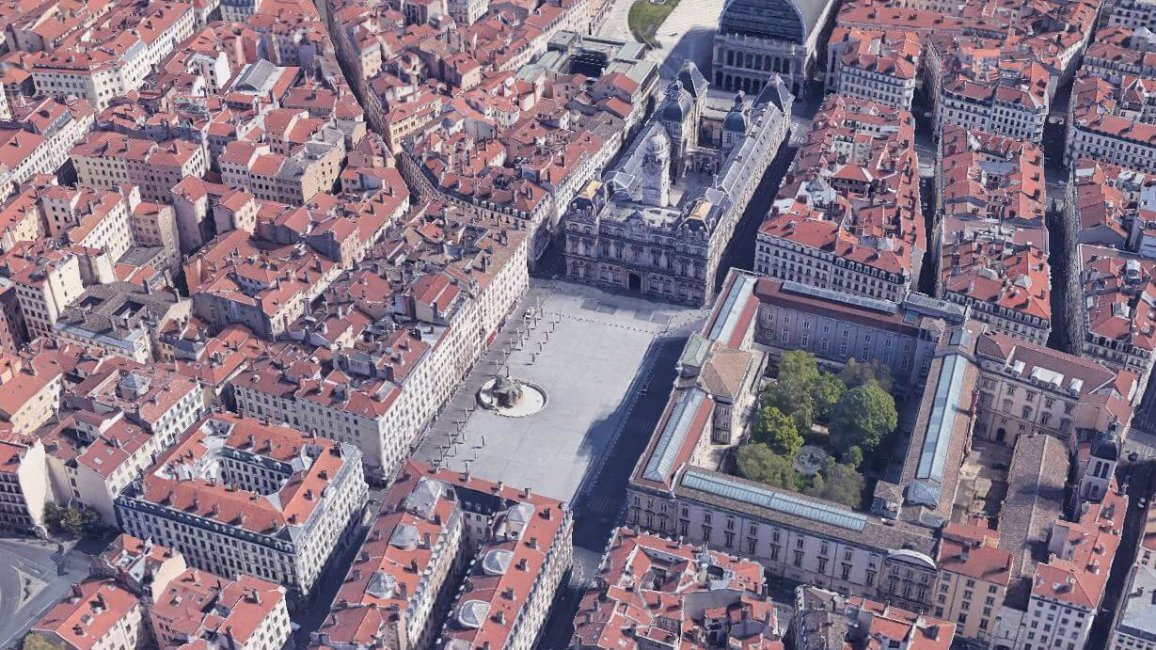 vue aerienne place des terreaux lyon
