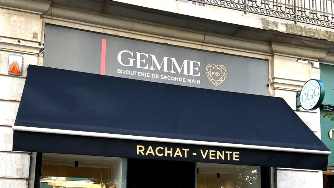 devanture et vitrine de la bijouterie gemme de grenoble