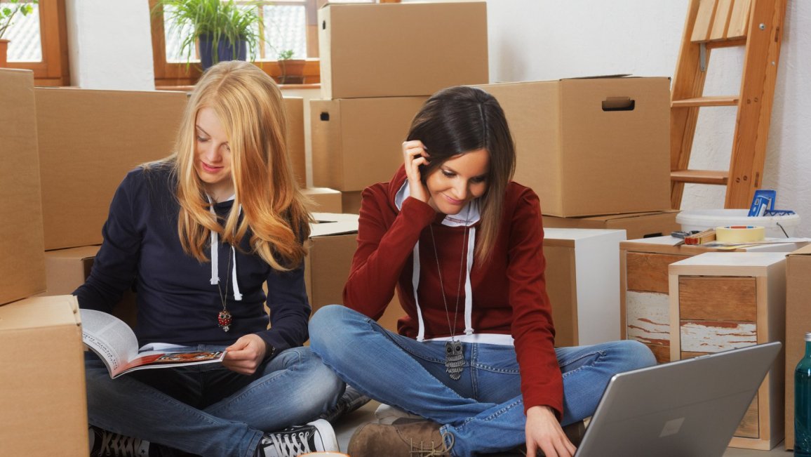 two girls moving