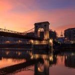 passerelle masaryk au coucher du soleil