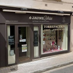 vitrine boutique torrefacteur jaune cerise lyon neuville sur saone