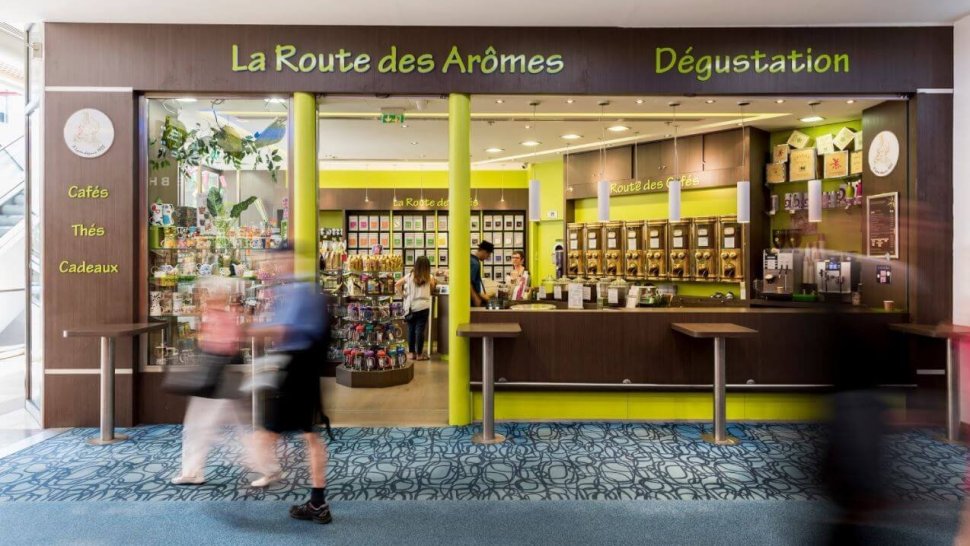 devanture boutique torrefacteur route des aromes centre commercial la part dieu