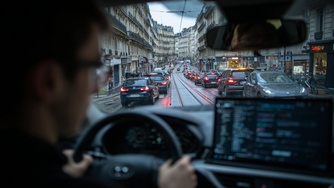 prise de vue depuis siege conducteur rue lyonnaise centre ville