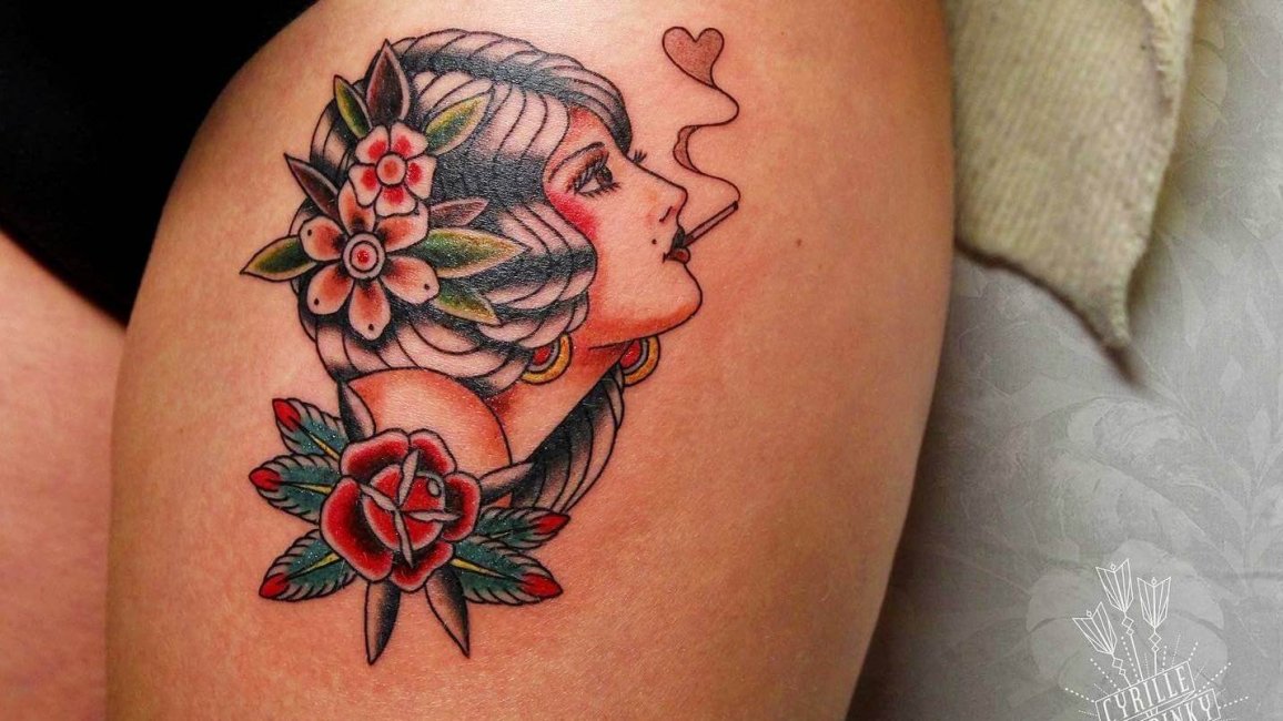 tatouage art femme fleur realise par inky dinky tattoo a lyon