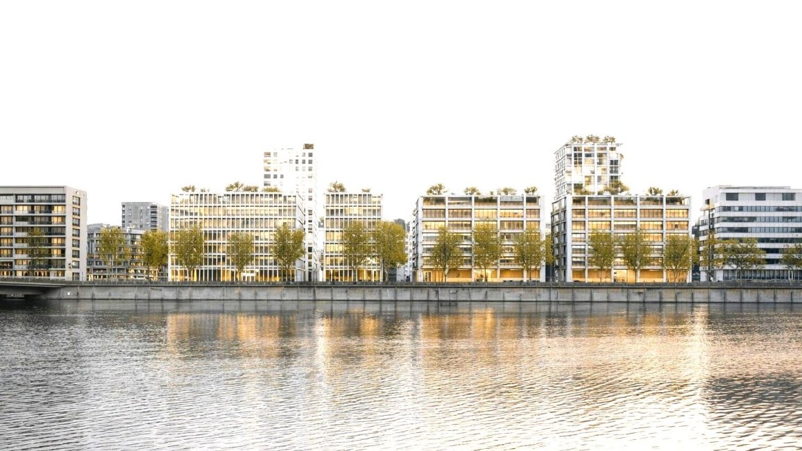 plan large sur le campus nuance du groupe galileo a lyon confluence depuis les quais