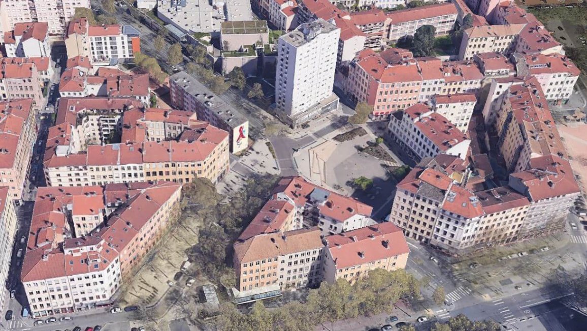 place des tapis vue du ciel lyon