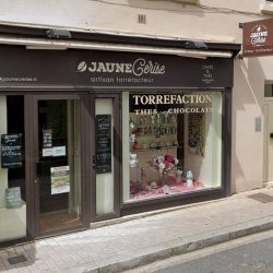 vitrine boutique torrefacteur jaune cerise lyon neuville sur saone