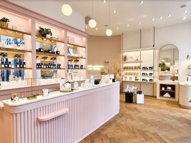 comptoir interieur rose poudre boutique my jolie candle lyon