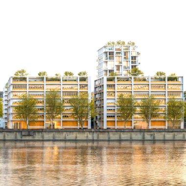 vue sur le campuce nuance du groupe galileo a lyon confluence depuis les quais