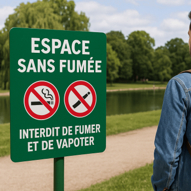 nouveaux panneaux interdiction de fumer et vapoter dans parcs public a lyon