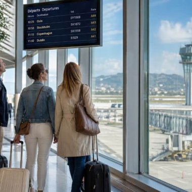 voyageurs a l aeroport de lyon en partance pour oslo