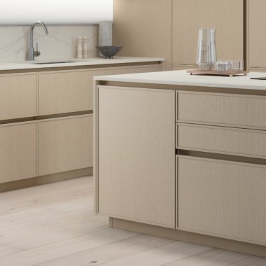 cuisine avec ilot central tons beiges