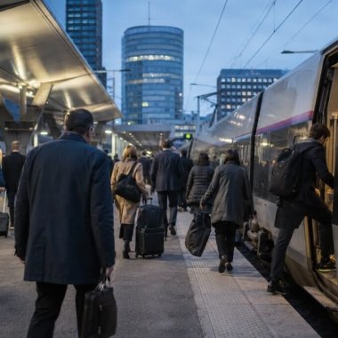 cadres lyonnais a l aube sur les quais de la gare de la part dieu