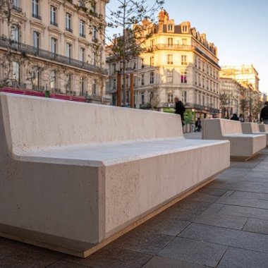 banc beton blanc projet refonte mobilier urbain rue de la republique a lyon
