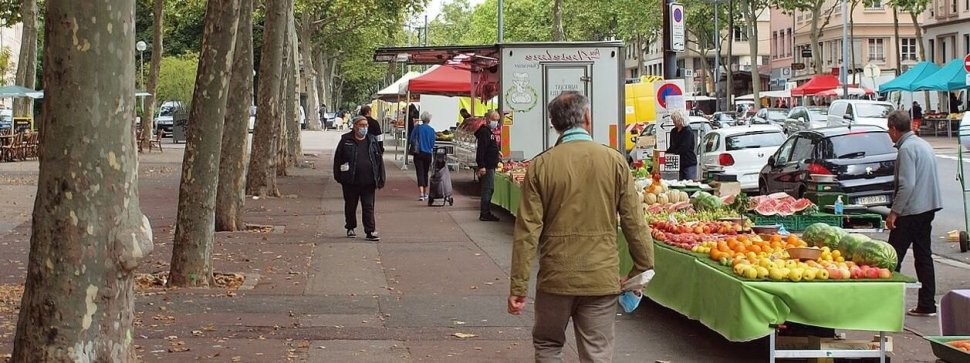 etales fruits et legumes sur le marche de lacroix rousse un dimanche a lyon